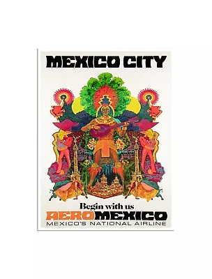 Mexico Travel Poster Mexico City Art Print 12x16   XR4574 • $16.99