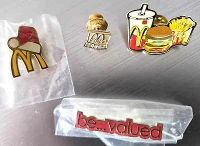 SELECTION OF FOUR NEW McDONALD'S BADGES FROM ??YRS AGO INCL CHRISTMAS - FREE P&P • £5.99