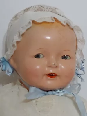 TLC RARE 1927 Ideal BABY SMILES DOLL Replaced Arms Compo Head Tin Flirty Eyes • $14.99