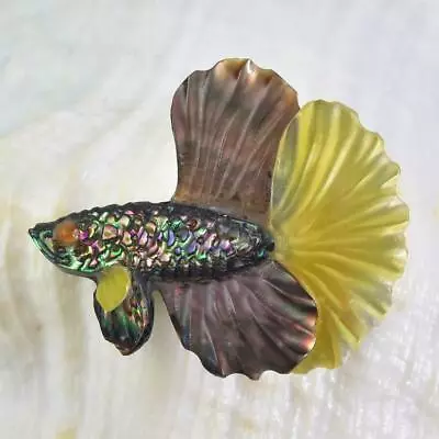 Siamese Fighting Fish Betta Iridescent Multicolor Shell Carving 2.80 G Drilled • $44