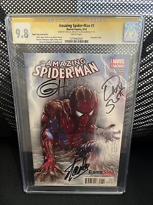 AMAZING SPIDER-MAN 1 GAMESTOP CGC 9.8 SS Signed By STAN LEE HORN AND SLOTT 3X! • $999