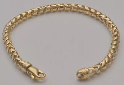 14K Yellow Gold Polished Round Fancy Link Chain Bracelet 8.25 Inches B8 • £681.10