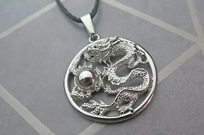 Lucky Chinese Dragon Men's Silver Adjustable Pendant Necklace • $16.02