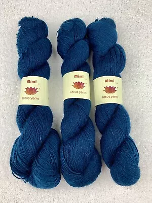 Destash Yarn: NEW NWT Lotus Yarns Mimi 3 Skeins Mink Aegean Blue - PLEASE READ • $44