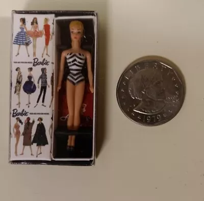 Barbie Miniature  Reproduction 1959 Doll In Mini Box With Box Keepsake Mattel  • $24.99