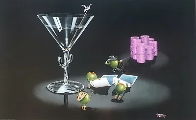 Michael Godard POCKET ROCKETS ALL IN Poker Chip Casino Bar Olive Martini Art '06 • £169.48