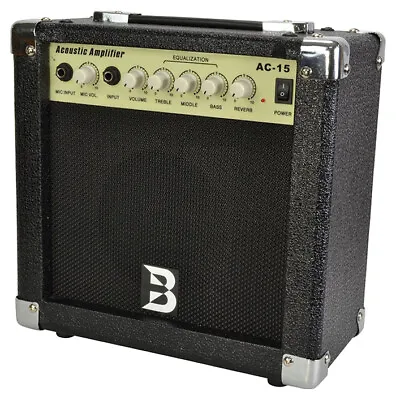 £54 • Buy Acoustic Guitar Amplifier 15 Watt Amp 5  Speaker Compact Portable Design Black
