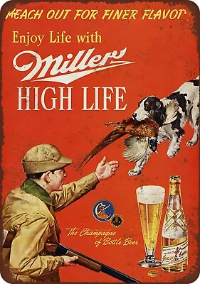 1958 Miller Beer & Pheasant Hunting Vintage Look Reproduction Metal Sign 8 X 12 • $22.95