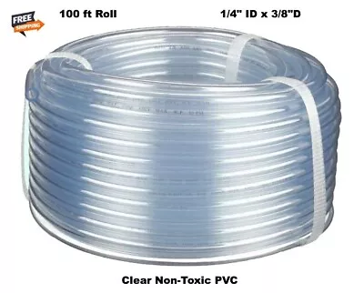 1/4  ID X 3/8  OD Clear Plastic Tubing  Flexible  100 Ft Roll • $34.97