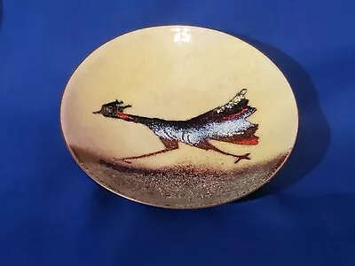 Enamel On Copper 4” Dish - DESERT WILDLIFE - ROADRUNNER – Unknown Artist • $19.95