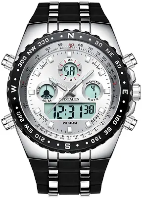 £34.18 • Buy Men's Waterproof Large Face Watch, Analog And Digital Dual Time Display, Gents
