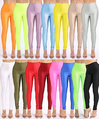 Women's Sexy Shiny Leggings High Waist Stretch Dance Yoga Party Neon Pants • $17.99