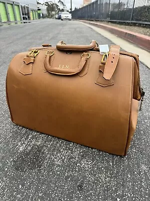 Vintage Zippo-Grip Top Grain Leather Doctor's Bag/ Travel Bag Camel Color 1940s • $79.99