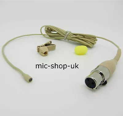 Beige Discreet Lapel Microphone For AKG/Samson Wireless 3 Pin Mini XLR TA3 Mic • £19.95