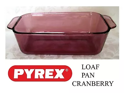 VINTAGE CORNINGWARE VISIONS PYREX CRANBERRY 1.5 L/1.5 QT Loaf Pan 8.5X4.5X 2.5  • $20