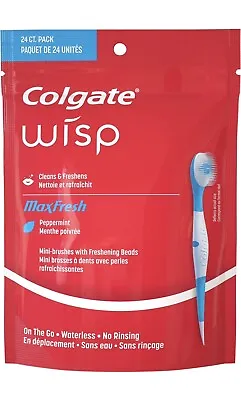 Colgate Max Fresh Wisp Disposable Mini Toothbrush - Peppermint 24 Count • $8.95