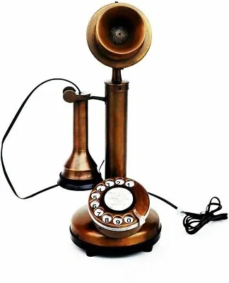 Vintage Brown Rotary Dial Candlestick Telephone Working Landline Retro Old Phone • $65
