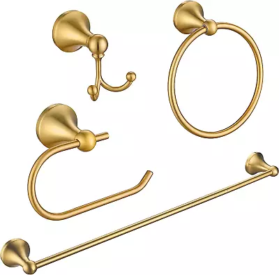 4 Pcs Gold Bathroom Hardware Set - Brushed Brass Gold Bathroom Accessories Kit  • $130.95