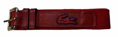 Vintage Lacoste Belt Mens Size 40 /00 Stretch Fabric Leather Trim Gator Logo Red • $20