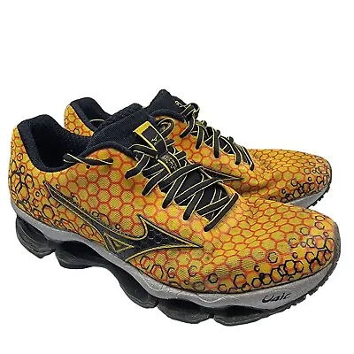 Mizuno Wave Prophecy 3 Mens Size 7.5 Black Yellow Running Shoes Honeycomb • $59.95