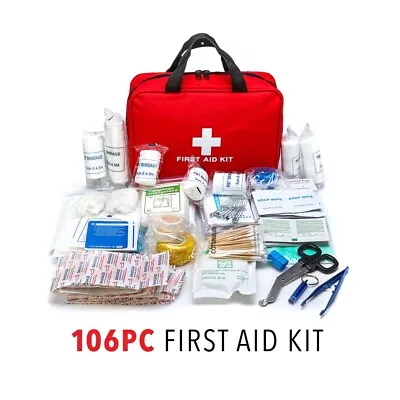 First Aid Emergency Medical Kit Bag 106 Piece Small Travel Home Taxi Workplace • £14.29