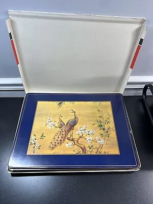 Vintage 6 Pimpernel Cork Back Placemats PEACOCKS DeLuxe Made In England • $49.95