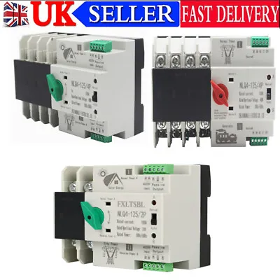 £42.98 • Buy Din Rail 2p 4p 100A ATS Dual Power Automatic Transfer Switch Electrical Selector