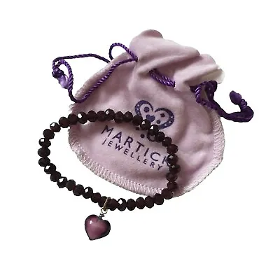 Martick Jewellery Purple Crystal Heart Drop Faceted Bead Bracelet With Box • £20