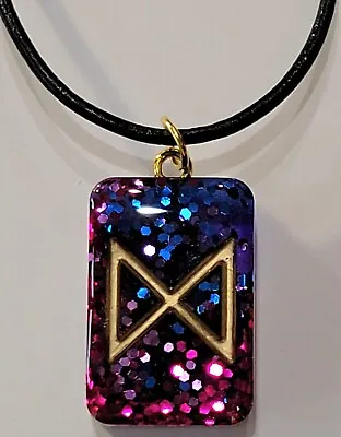 Necklace DAGAZ Rune Elder Futhark Viking Resin Pendant Handmade • $5