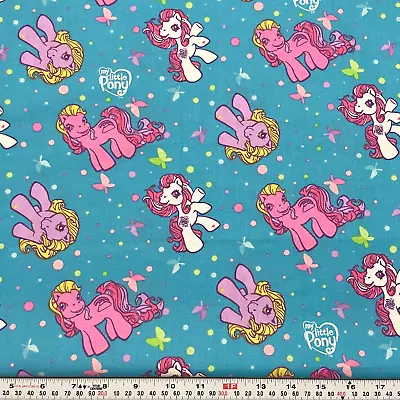 My Little Pony 2005 Hasbro Springs Industries Blue Cotton Fabric Remnant 17 X 45 • $18.99