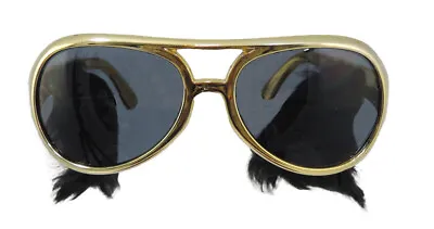 Elvis Sunglasses With Sideburns Gold Costume Glasses • $9.99