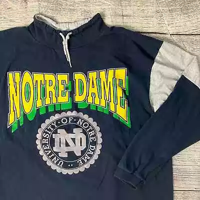 Vintage 1990s Notre Dame Fighting Irish Pullover Long Sleeve Shirt Size Large • $21.99