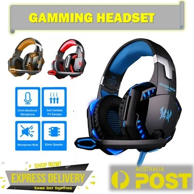 $29.95 • Buy 3.5mm Gaming Headset MIC LED Headphones Surround For PC Mac Laptop PS4 Xbox One