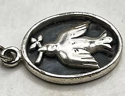 Mexican 925 Silver Peace Dove Holy Spirit Christian Oxidized Pendant Signed • $2