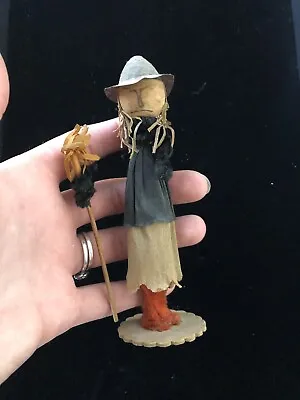 Vintage Pipe Cleaner Crepe Paper Spun Cotton Halloween Witch 1950's • $150