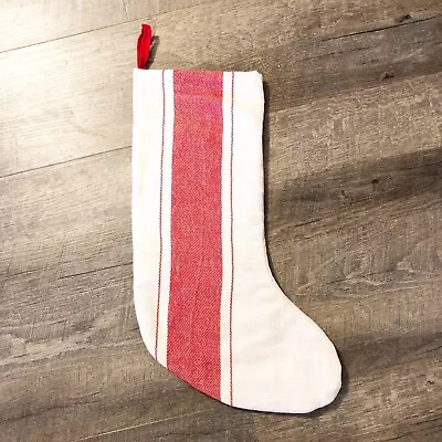 Hearth And Hand Magnolia Christmas Stocking - Cream W/ Red Grain Sack Stripe • $15.95