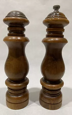 Vintage Wooden A Woodcrest Creation Salt SHAKER & Pepper MILL GRINDER • $6.95