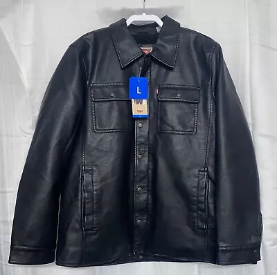 Levi's Men's Faux Leather Sherpa Line Jacket ( Black - Large ) • $45