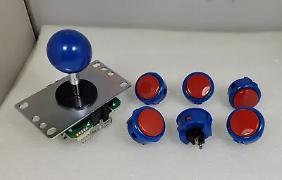 $36.80 • Buy Japan Sanwa Mix Buttons Royal Blue/Red X 6 & Royal B Joystick 8YT- Arcade Parts