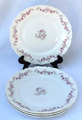 C.T. Germany - Carl Tielsch - PINK ROSE GARDEN - (4) 7  BREAD & BUTTER PLATES • $59.95