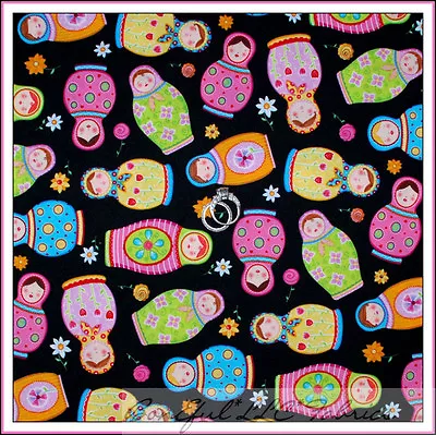 BonEful Fabric FQ Matryoshka Russian Nesting Doll Rainbow Daisy Flower Adoption • $6.30