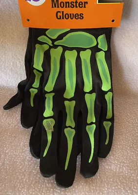 Halloween Costume Monster Gloves Skeleton Green Ages 3 + • $10