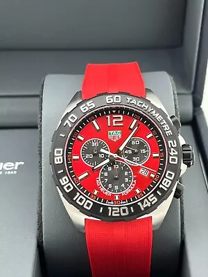 TAG Heuer FORMULA 1 CAZ101AN.FT8055 Red Dial 43mm Rubber Strap Watch Quartz Men • $540