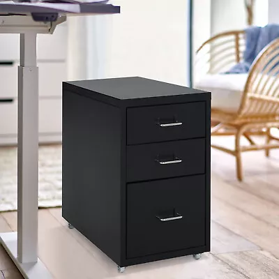 3 Drawers Rolling Metal Filing Cabinet Office Storage Cupboard Under Desk Caster • £52.95