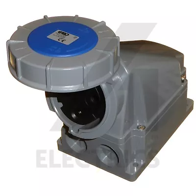 £40.95 • Buy 63A Wall Mount Socket 3 Pin 2P+E Waterproof IP67 Single Phase 63 Amp 230V Garo 
