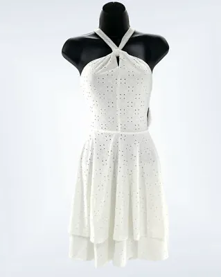 Summer Day White Zip Up Halter Dress Junior Soze 7 NWT Day White Gorgeous! • £8.60