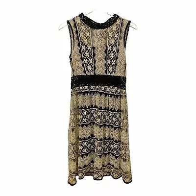 M8 A’Reve Dress Crochet Lace Overlay Tan/Black M • $29.75