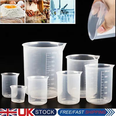 25-1000ml Clear Plastic Graduated Measuring Cup Jug Beaker Kitchen Lab Tool PRO • £3.25