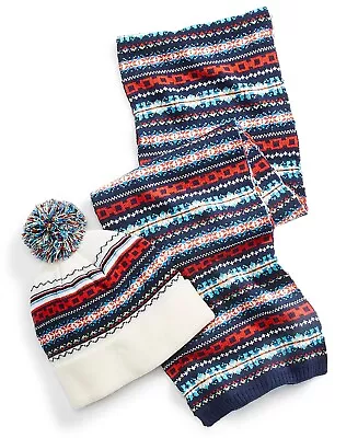 Club Room Men's Plaid Scarf & Beanie Set Navy Osfa • $3.59