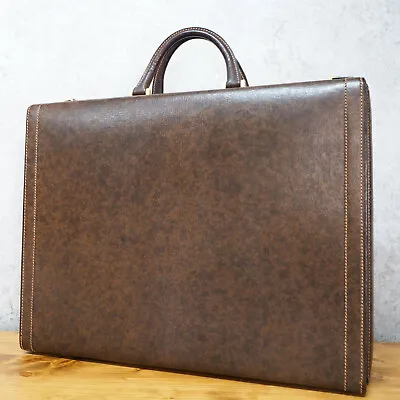 $790 • Buy GUCCI Old Gucci Attache Case Trunk Case Briefcase Leather Pigskin Brown Vintage